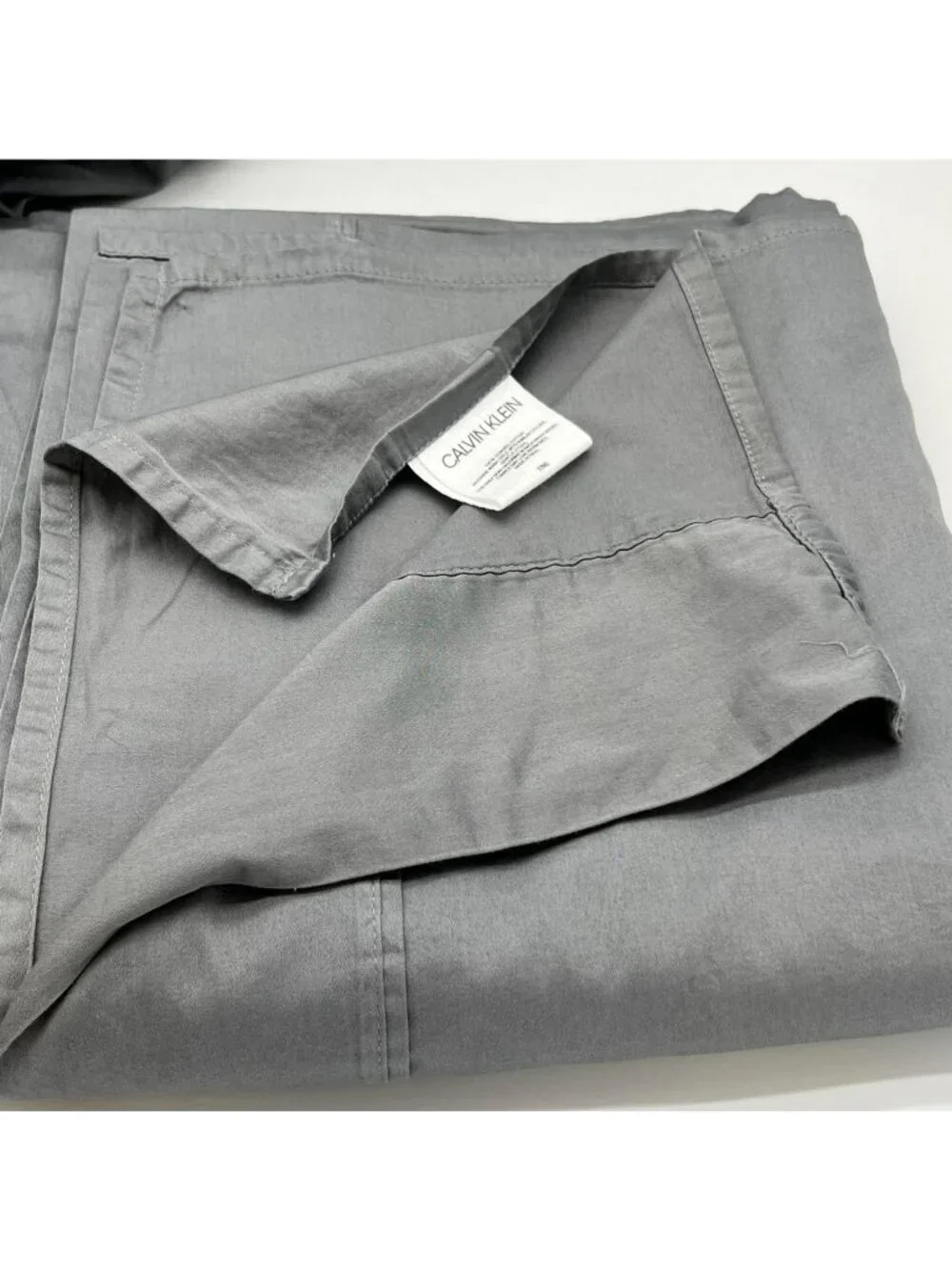 Calvin Klein 100% Cotton Flat & Fitted Sheet Set King Size Luxury Gray